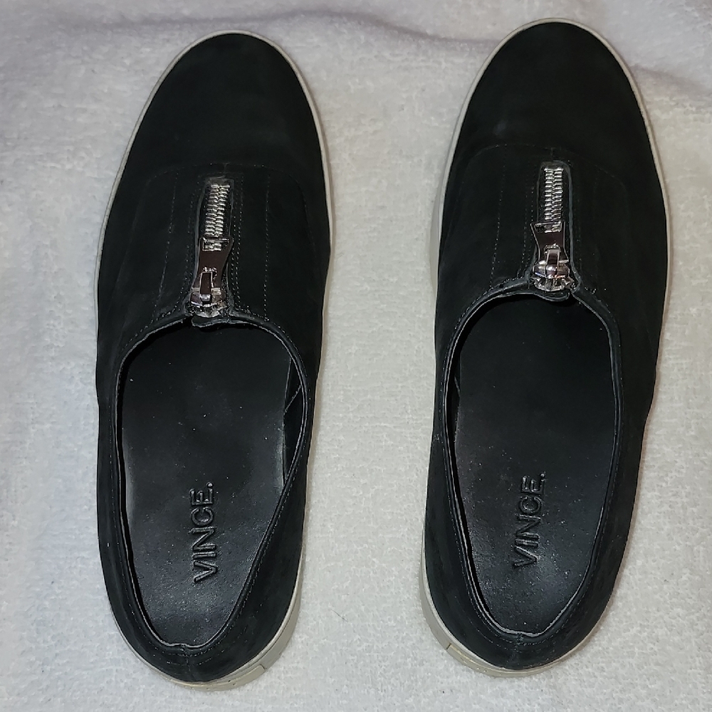 Vince Black Flats Sleek Leather Loafers